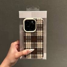 1pc TPU Material Retro British Style Classic Checkered Pattern Phone Case, Compatible With IPhonegi Phones - White - View 3