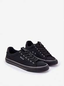 男士时尚百搭休闲简约帆布鞋 - 黑色 - 查看 3