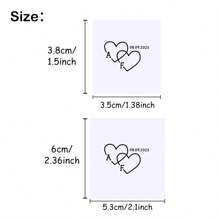 10/20/30/60pcs Customized Thin Line Abbreviation Temporary Tattoo Customization, Wedding Tattoo, Love Valentine's Day, Lover's Gift, Event Tattoo, Wedding Gift, Custom Text Heart Tattoo Sticker, Retro Heart Tattoo Sticker - Multicolor - View 3
