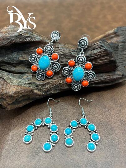 Pendientes/Aretes/Colgantes de estilo bohemio retro y floral, adecuados para que las mujeres y niñas los combinen con atuendos diarios, accesorios para fiestas, joyería, regalos para familiares/amigos/usted mismo
