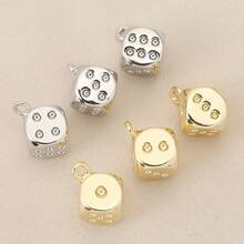 3个DIY铜锆石骰子数字吊坠，适用于任何手链或项链