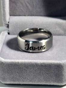 Custom Bold Capital Letter NAME Stainless Steel Ring With Luxury Velvet Box For Men And Women Gift Ideas - Silver - View 3