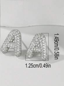 1 对泡泡首字母耳钉精致泡泡方晶锆石 26 个字母 A-Z 个性化名字耳钉情人节珠宝生日礼物适合女士和女孩 - 大號字母耳環 - 查看 41