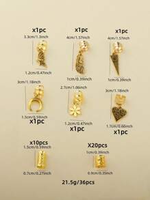 36/35/26pcs Gold Mixed Dreadlock Set, Personalized Street Party Braid Hair Clips Decorative Hair Accessories