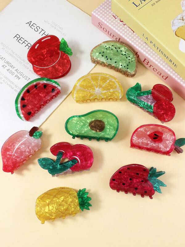 1 قطعة مشبك شعر نسائي بشكل فاكهة كرتونية من البي في سي، إكسسوار شعر زخرفي لاستخدام يومي، هدية إبداعية للفتيات، إكسسوارات شعر للنساء، مشبك شعر للاستخدام في فصلي الخريف والشتاء، مشبك شعر للملابس في العطلات