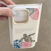 1个TPU材质可爱芙蓉花和海龟壳图案手机壳，兼容苹果手机，国际版，非国内版 - 白色 - 查看 4