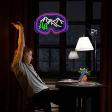 Ski Goggles Wall Decor Neon, Personalized LED Neon Sign With Adjustable Light Switch, Multifunctional Sports Adventure Sign Light For Skier Cave Bedroom Party, Birthday Gift, Plastic, Wall Mount, USB Powered Multicolor Glow - Multicolor - View 3