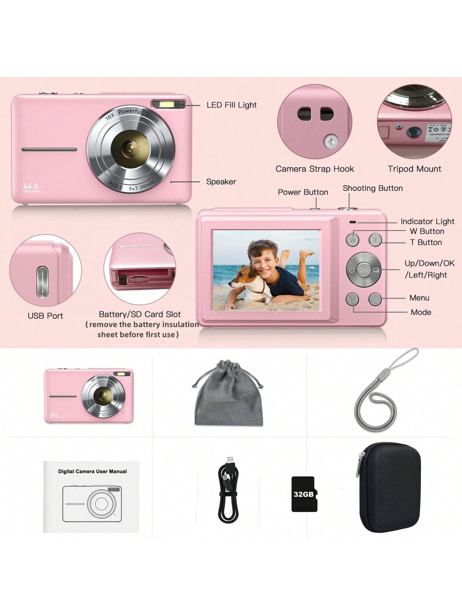 مجموعة كاميرا رقمية CAMKORY + حقيبة الكاميرا، كامي...