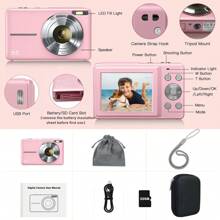 CAMKORY CAMKORY Digital Camera+Camera Case Set,44MP FHD 1080P Point And Shoot Camera With 32GB Card,2 Rechargeable Batteries,Camera Carry Bag,Compact Small Camera With 16X Zoom Anti Shake,Gift For Boys Girls Beginners
