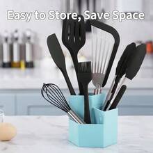 Silicone Black Cooking Utensil Set 6 Piece Kitchen Utensil Set Spatula Set Nonstick Cookware Kitchen Utensil Gadget Tool Dishwasher Safe - Black - View 5