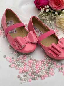 Bailarinas zapatos planos de recubierto recubierto con decoracion de lazo para niñas pequeñas - Rosa Roja - Ver 5