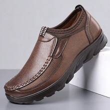 Men's Casual Sneakers Loafers Slip-On Flat Shoes, Non-Slip Breathable Hiking Shoes, Durable Gift For Father - Brown - View 4