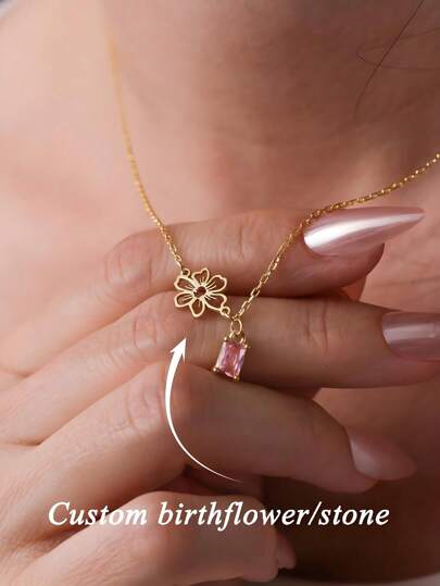 Naszyjnik z motywem kwiatowym z kamieniem urodzinowym, mała biżuteria z motywem kwiatowym, spersonalizowany prezent urodzinowy dla niej, delikatny naszyjnik z motywem kwiatowym, prezent świąteczny dla mamy, prezenty na walentynki, prezenty na dzień matki, prezenty urodzinowe