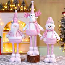 Weihnachts-Elastik-Schneemann, Feiertags-Dekoration, rosa dehnbarer Schneemann für Senioren, stehende Puppe, Feiertags-Geschenkdekoration - Verschiedenfarbig - Übersicht 2