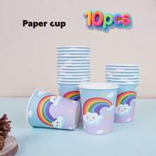 68/10/Set, Rainbow Cloud Themed Party Supplies, Disposable Party Plates, Party Paper Plates. Includes 7-Inch Plates, 9-Inch Plates, Paper Cups, And Tissue Sets. Suitable For 16 People, Picnic Supplies, Birthday Parties, Camping, Decoration, And Celebration Events. Party Gifts, Bridal Gifts, Rainbows, Clouds - Nhiều màu - Xem 13