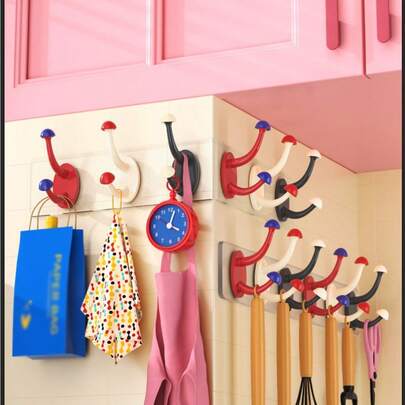 1个浴室挂钩，无需打孔，强力承重，粘性好，门后不留痕迹。蘑菇挂钩，适用于浴室、厨房和客厅门后。多用途免打孔挂钩，安装方便，粘性好，承重能力强，实用挂钩