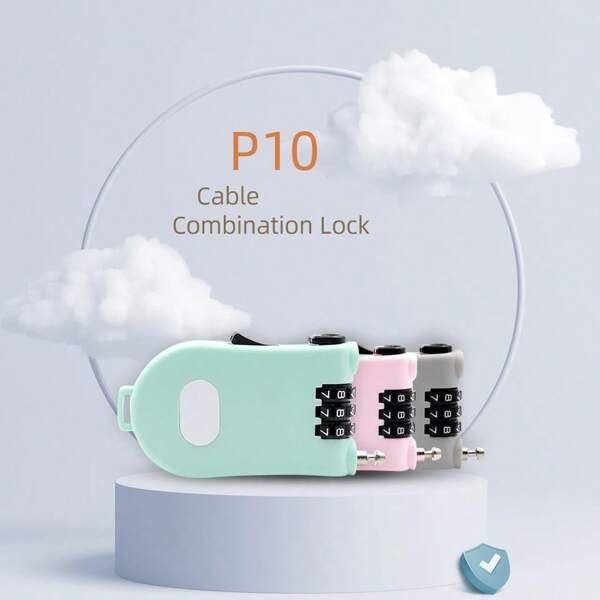 1 pièce Cadenas à câble en acier rétractable, à 3 chiffres, antivol pour bagage, sac à dos, tiroir, armoire, vélo, scooter, moto, casque, compact, léger, durable, imperméable, anti-rouille, accessoire de voyage pratique, accessoire essentiel de voyage, vacances, bagage, casier, accessoires pour l'école