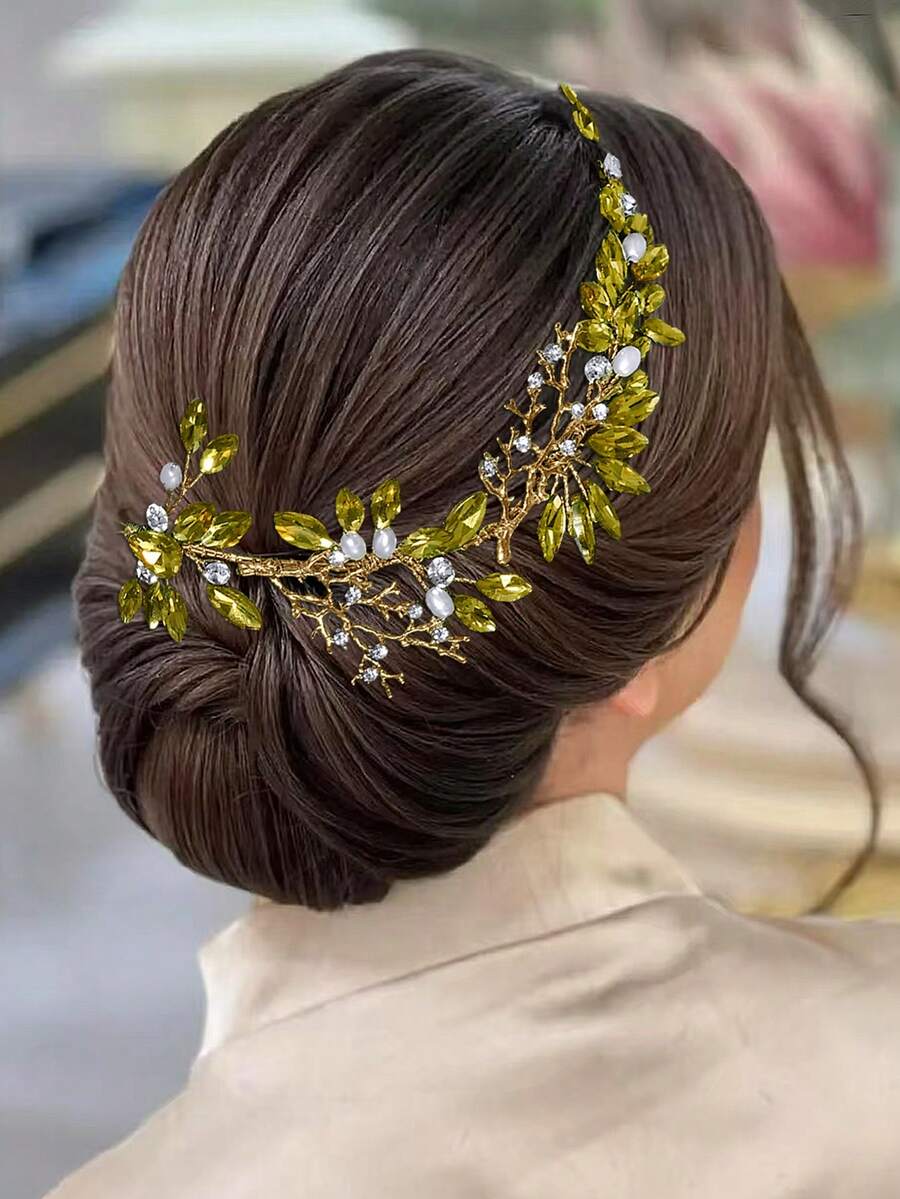 1pc Handmade Bridal Headband With Crystal Alloy Hair Clip, Women's Jewelry Hair Accessory Suitable For Holiday Gifts, Wedding Celebration, Vacation, Prom
