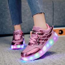 LED Winged Low-Top Roller Skates With Multi-Color Lights - Breathable Inline Skates For Girls, Outdoor Rapid Skating Shoes For All Seasons With Removable Wheels, Fashionable Design And Safety Features - Rose Red - View 8