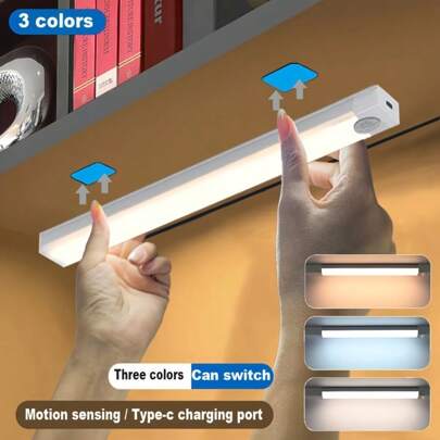Smart LED-rörelsesensorlampa, husbilsbelysning, 3 dimningslägen, USB-laddningsbar med inbyggt litiumbatteri, enkel installation för garderob, skåp, sovrum, badrum, trappor med mera
