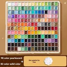 180 COULEURS (98 Perles Fausses + 82 unicolore) PEINTURES À L'AQUARELLE D'ARTISTE | Pigment Élevé Qualité Professionnelle | Pour Peinture, Art Floral de Fil | Artistes, Étudiants, Artisanat DIY / Apportez Une Palette de Couleurs, Pour Fournitures Scolaires, Rentrée des Classes - Multicolore - Voir 8