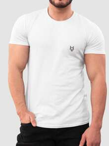 Unisex Basic Wolf Print T-Shirt 100% Cotton Comfortable Premium Casual Style - 米色 - 查看 3