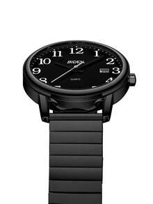 BIDEN Đồng hồ đeo tay phong cách cổ điển, unisex, máy quartz kim, phù hợp cho người trung niên và người cao tuổi, mặt số chữ số Ả Rập lớn, hiển thị ngày tự động, chống nước, dây đeo co giãn có thể điều chỉnh. - màu đen - Xem 6