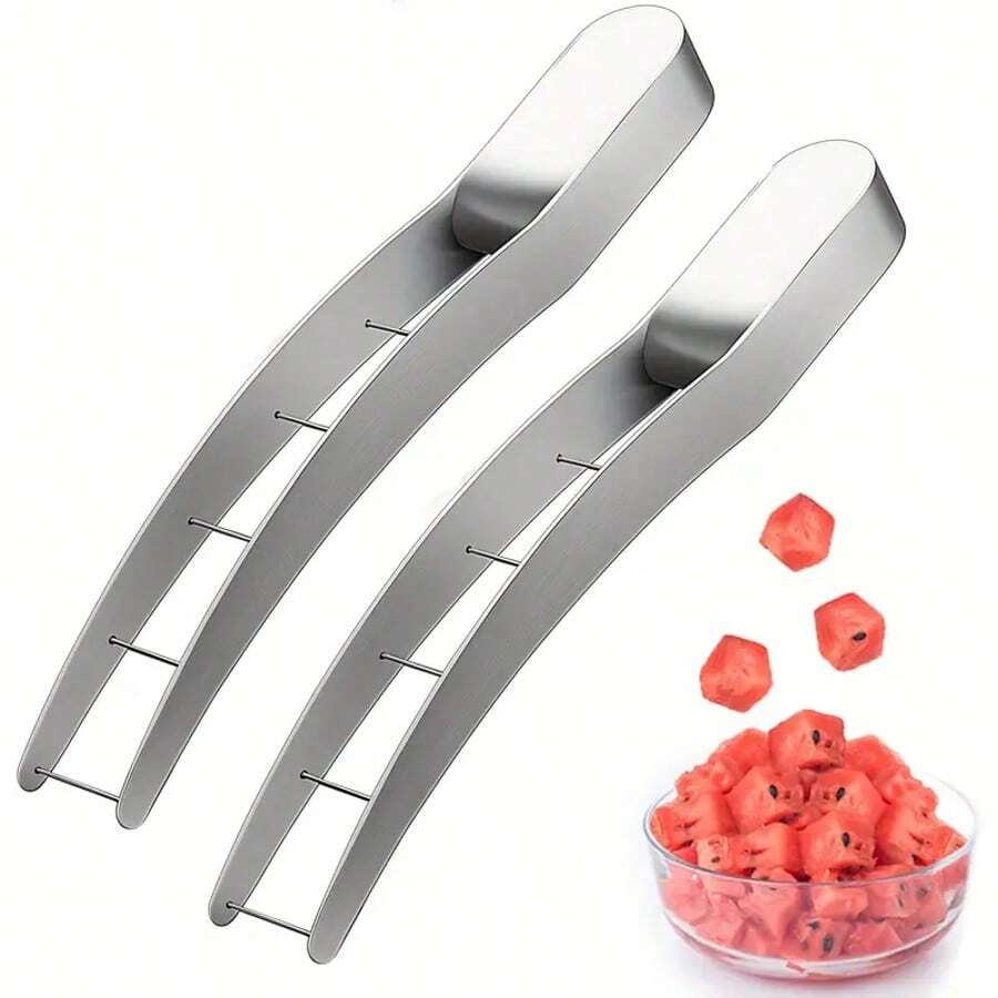Watermelon Cutter Slicer,Stainless Steel Watermelon Cube Cutter Quickly Safe Watermelon Knife,Fun Fruit Knives Salad Melon Baller For Kitchen Gadget - 1 cái - Xem 1