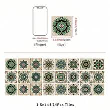 24片裝 正方形 10/15/20cm 波希米亞塔拉維拉曼陀羅 貼紙式磁磚貼 PVC 霧面 防水 可移除 無殘膠 易清潔 易安裝 租屋友善 適用於廚房防濺牆、浴室、櫥櫃、臥室、客廳、居家裝飾 - 彩色 - 查看 18