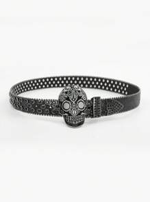 1 curea cu cristale de culoare solidă, curea din piele PU punk hip-hop strălucitoare pentru blugi, rochii de toamnă, Halloween, accesorii toamnă-iarnă, potrivită pentru adolescenți, tineri, bărbați, casual, în aer liber, atletic, vacanță, cadouri de absolvire, ziua de naștere, purtare zilnică