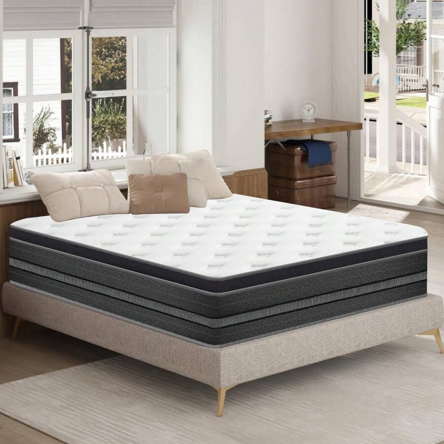 YIDATONG Materasso 140x200 cm, Spessore 28 cm, Memory Foam + Lattice Blu, Molle Insacchettate, Durezza Media H3, 7 Zone, Sostegno Perfetto, Traspirante, Anallergico