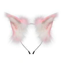 Halloween Fox Ears Headband Fake Fur Fox Costume Hair Accessories For Cosplay  Party - 粉紅白色 - 查看 6