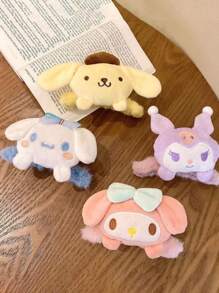 Sanrio 1/2 pezzi Fermagli per capelli a forma di farfalla in velluto con fiocco, motivo a stampa coordinato, taglia media, i migliori regali per la Festa di San Valentino, con Hello Kitty, Melody e Kuromi