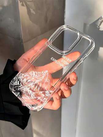 Winter 1pc White Snowy Mountain Graphic Transparent TPU Shockproof Phone Case Compatible With IPhone 16, 15, 14, 13, 12, 11 Pro Max