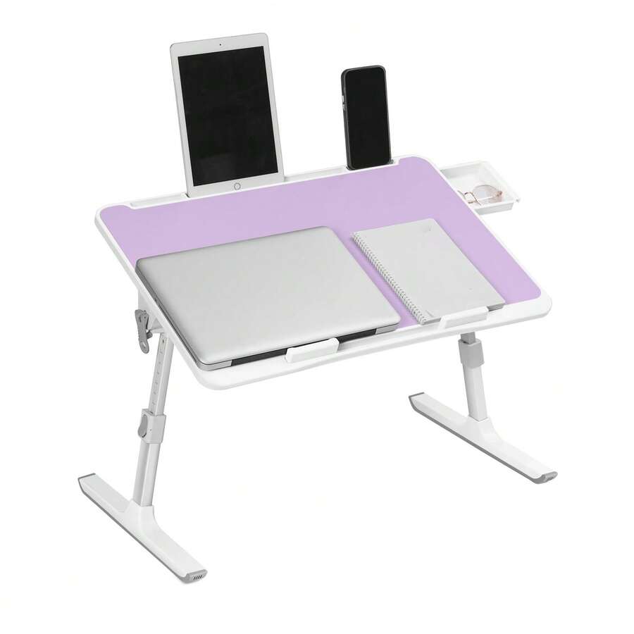 Piorlado Foldable Laptop Bed Tray Table, Height And Angle Adjustable Laptop Bed Table, Laptop Table For Bed/Sofa/Chair/Floor, Desk - Purple - View 1