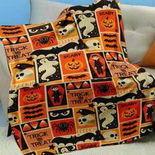 1pc Personalized Halloween Pattern Blanket - Soft, Comfortable, Lightweight & Warm Blanket - Soft, Warm, Comfortable, Suitable For Sofa, Bed, Car, Office, Camping - All Season Gift Idea Blanket