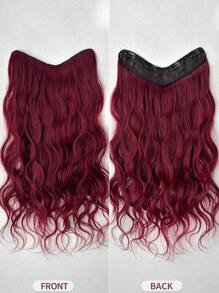 V-förmige Clip-In Haarverlängerungen in Weinrot, 24-26 Zoll lang, natürliche Welle, wellig, synthetisches Haarteil für den täglichen Gebrauch von Frauen