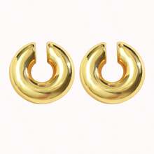 1 Pair Women's Ear Clip Set Retro Style Simple Design No Piercing Daily Matching Ear Clip - Gold - View 5