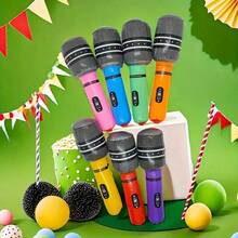 10/12 pièces Accessoires de microphone gonflable, microphone en PVC pour divertissement, décoration de scène, accessoires de fête gonflables, cadeaux, set de microphone gonflable - style moderne, sans alimentation, sans plumes, convient pour Noël, Halloween, Festival des lanternes, rentrée scolaire, fête des célibataires, anniversaire et concert de musique, fête à thème, accessoires de scène