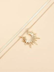 1 件简约别致的太阳图腾吊坠项链，时尚女士锁骨吊坠项链，西方魅力珠宝，适合女性日常通勤配饰、派对珠宝、送给母亲、女朋友和其他女性的礼物