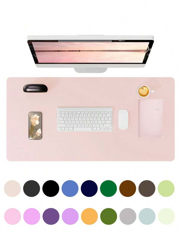 Solid Color Simple Cute Non-Slip Desk Mat, Leather Mouse Pad, Notebook Office Desk Pad, Waterproof Leather Easy To Clean Keyboard Mat, Mouse Pad, Waterproof Desk Mat, Desk Protector, Computer Pad, Large Mouse Pad, Leather Writing Pad, Velvet, Suitable For Office/Home/Decoration (Pink, 60 X 35 Cm), Business Office, Men, Women, Students, College Students, Dormitory, Designers, Programmers, Corporate Gifts, Clean, Waterproof, , Non-Slip