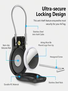 1pc Tracker Computer Security Lock Anti-Lost Carabiner, Suitable For AirTag Protective Case, Silicone Keychain/Chain, For AirTag GPS Item Finder Accessories, Also Suitable For Outdoor Hiking, Backpacking, Daily Travel Essential Safety Camping Gear Hook, Keychain - Multicolor - View 3