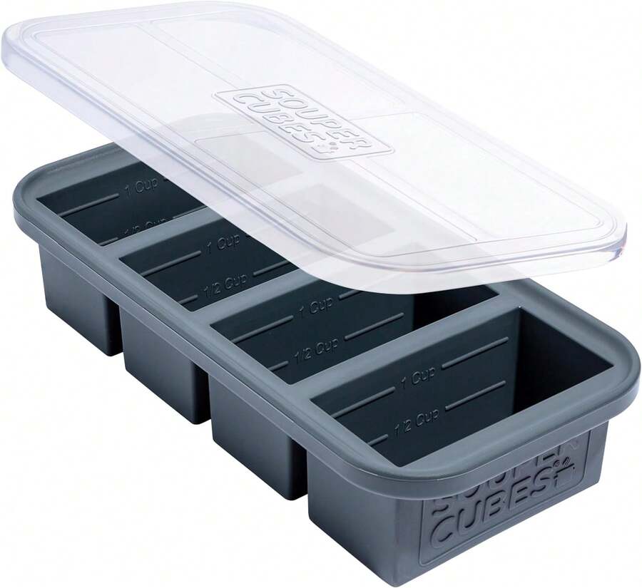 1 Cup Silicone Freezer Molds - Perfect For Storing Broth, Rice, Leftovers And More - Silicone Freezer Trays With Lids For Meal Prep - Charcoal - 1-Pack,9830914 - 西瓜粉 - 查看 1