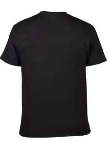 Casual Men's Cotton Round-Neck T-Shirt, Colorful "Back To The 90s" Motif With Cassettes, Rainbows, And Pop Art Elements, Men's Tops For Spring/Summer, Soft And Breathable Short-Sleeved T-Shirt For Men - 黑色 - 查看 2