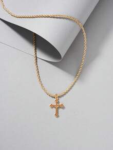 1PC Đá Cubic Zirconia Chéo Vòng Cổ Trang Sức Đồng - Vàng - Xem 5