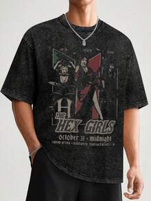 EWH Bellelement Vintage The Hex Inspired T-Shirt Gothic Rock Music T-Shirt DG004 - 黑色 - 查看 2