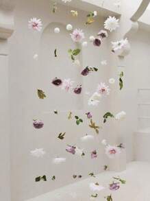 50pcs/Set Hanging Flower Garland Kit DIY Ceiling Flower Set DIY Flower Curtain Material Simulation Flower Pendant Ornaments Floating Flower Wall Hanging Backdrop Photography Design For Wedding Birthday Room Layout Gifts Graduation, Suspended Flower DIY Flower Curtain,DIY Wedding Arch,Artificial Flower Door Curtains