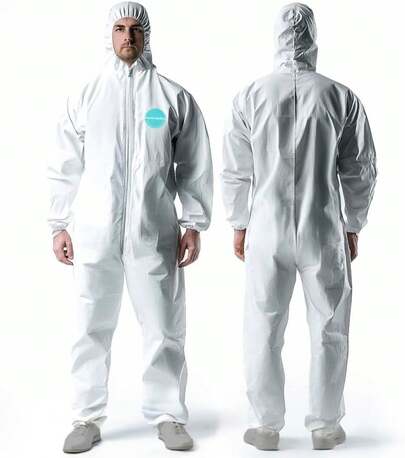 Andes Safety Hazmat Suits, Heavy Duty Full Body Disposable Paint Suits, Coveralls With Hood, Elastic Wrists & Ankles