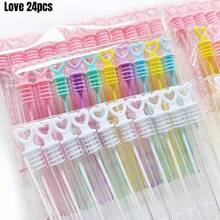 12/24 unidades Varitas de burbujas mini, adecuadas para regalos de fiesta de cumpleaños, obsequios para invitados, premios, bodas y fiestas al aire libre, suministros para fiestas de dinosaurios, colores aleatorios, esenciales para mejorar la atmósfera (botellas vacías, sin solución de burbujas)