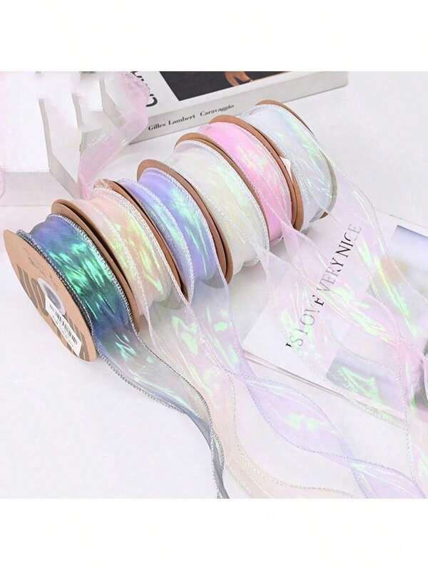 Cinta de organza con cuentas, cinta plisada ancha y ondulada para prendas, cinta de encaje con cuentas de perlas para el borde, tul para decoración de bodas, árboles de Navidad y talla grande